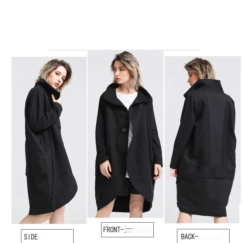 Manteau Veste A0az40 Plots Femme Patchwork Irrégulière Casual Vêtements 16008 Long Spliced Automne Femelle A0a Pour Porter Coton FxfYwqfSE