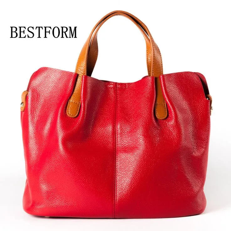 

100% leather handbags New leather women's shoulder bag tide Simple fashion first layer cowhide mother bag