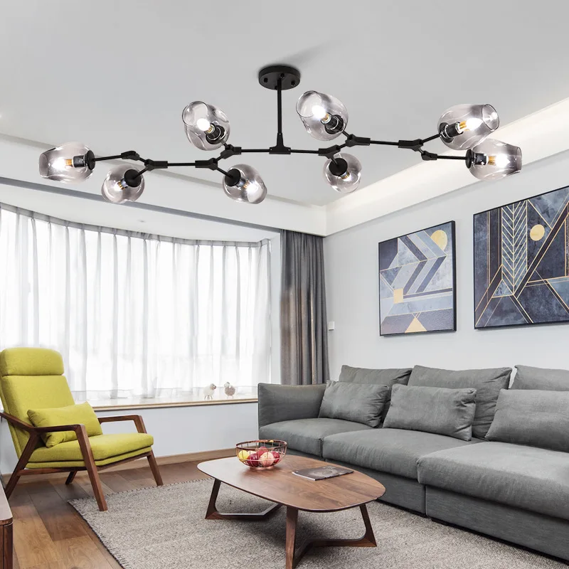 Modern LED Nordic Designer Molecular Pendant Lights Branch Glass Art Simple lighting lamp for bar Living Room Dining Lamps
