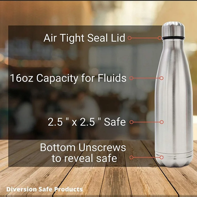 Диверсия бутылка для воды может безопасно из нержавеющей стали стакан с скрытым пятном для денег, бонусом запах доказательство мешок, сдержанный