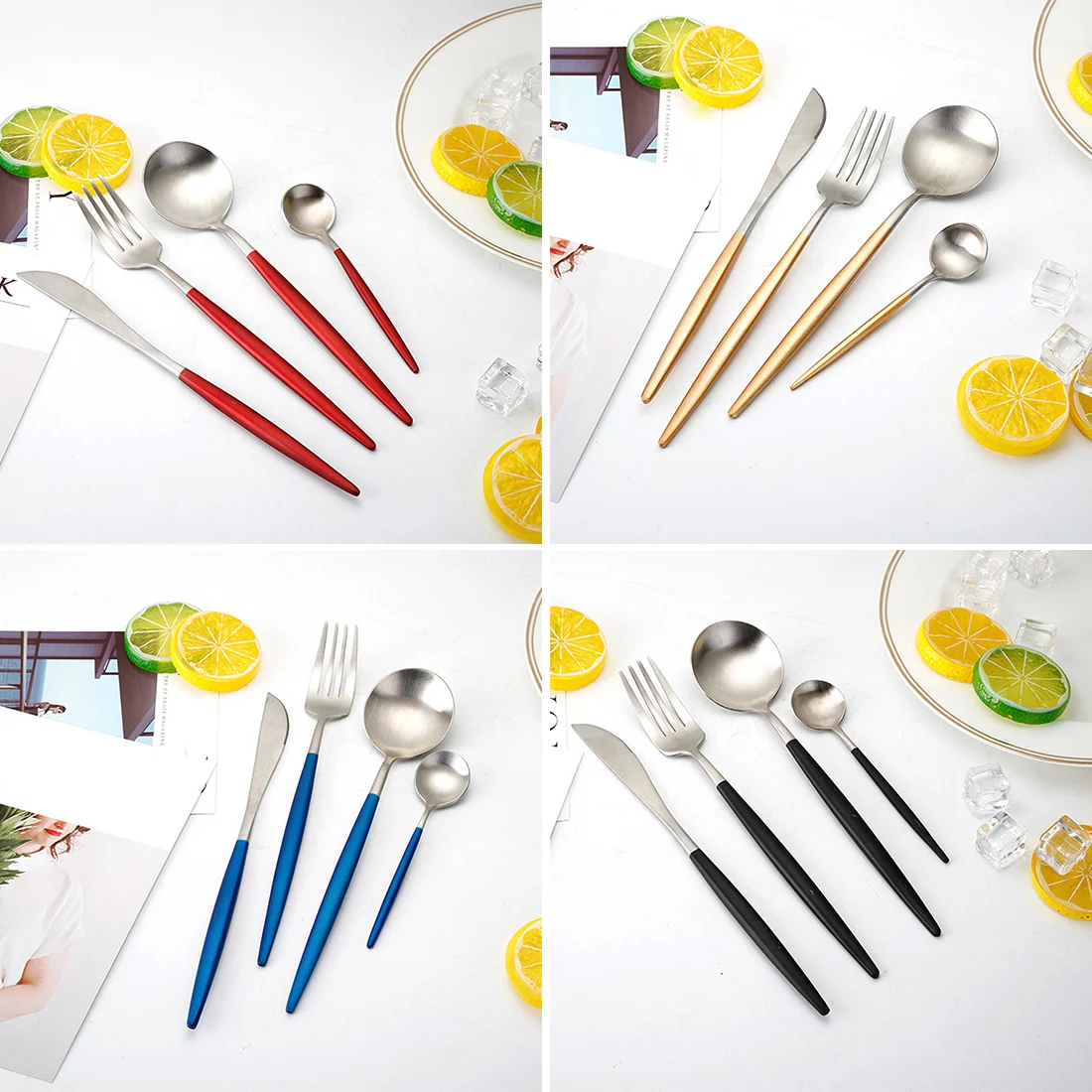 4Pcs/Set Silver Stainless Steel Dinnerware Set Cutlery Dinner Tableware