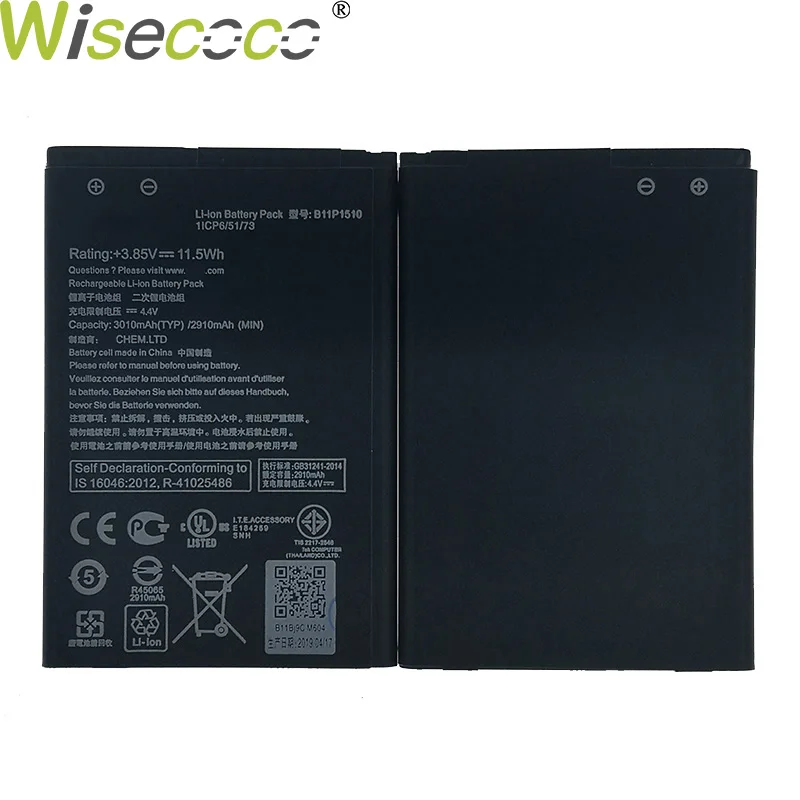 Wisecoco 2 шт. новый оригинальный аккумулятор 3010 мАч B11P1510/C11P1510 для ASUS ZenFone Go TV ZB551KL X013DB