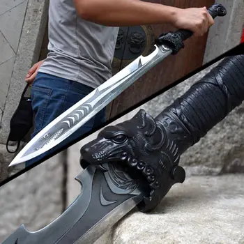 

Hand/Forging 1090 High Carbon Steel Double Edge Sharp Outdoors Tiger Dao Saber Hunting Battle Sword Jian