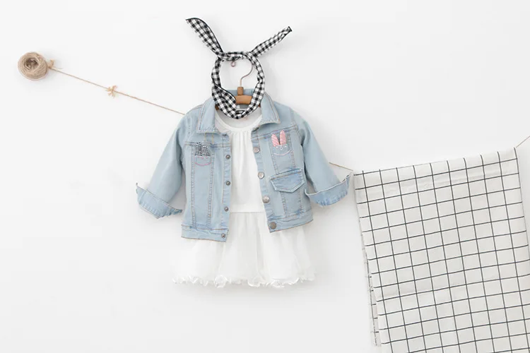 baby girls denim jackets coats spring autumn kids jeans coat children outerwear infant girl cartoon rabbit outerwear coats (7)
