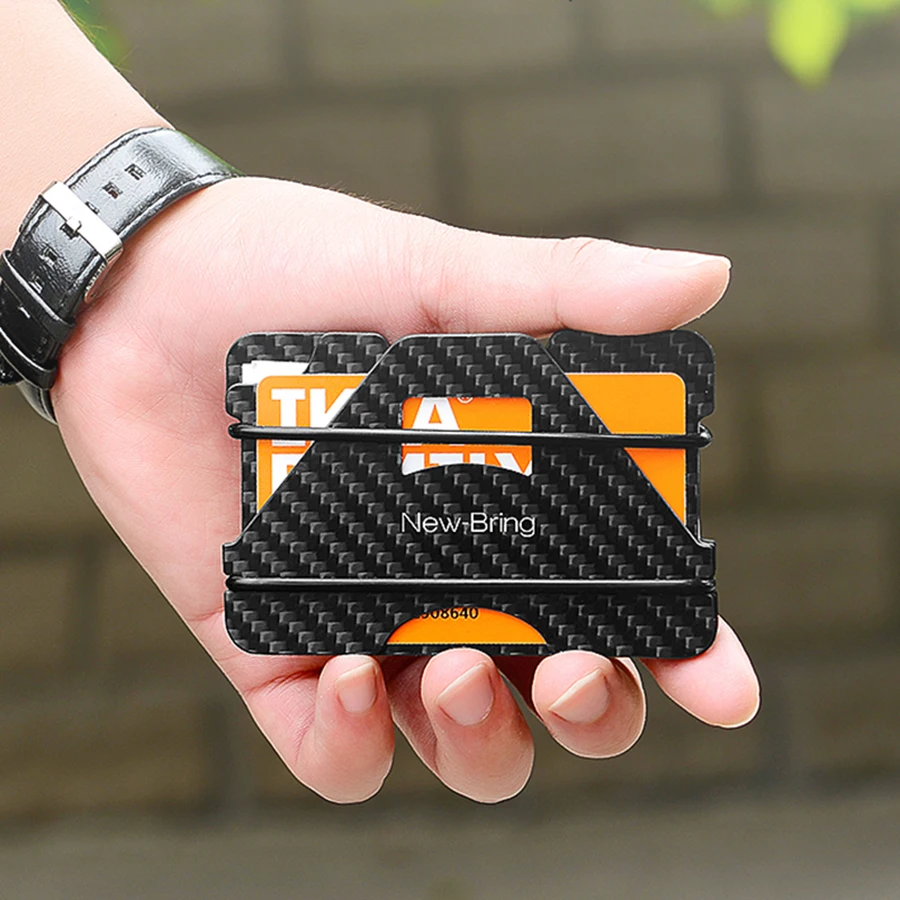 NewBring 100% Carbon Fiber Credit Card Holder Business Cards ID Wallet With RFID Anti thief ...