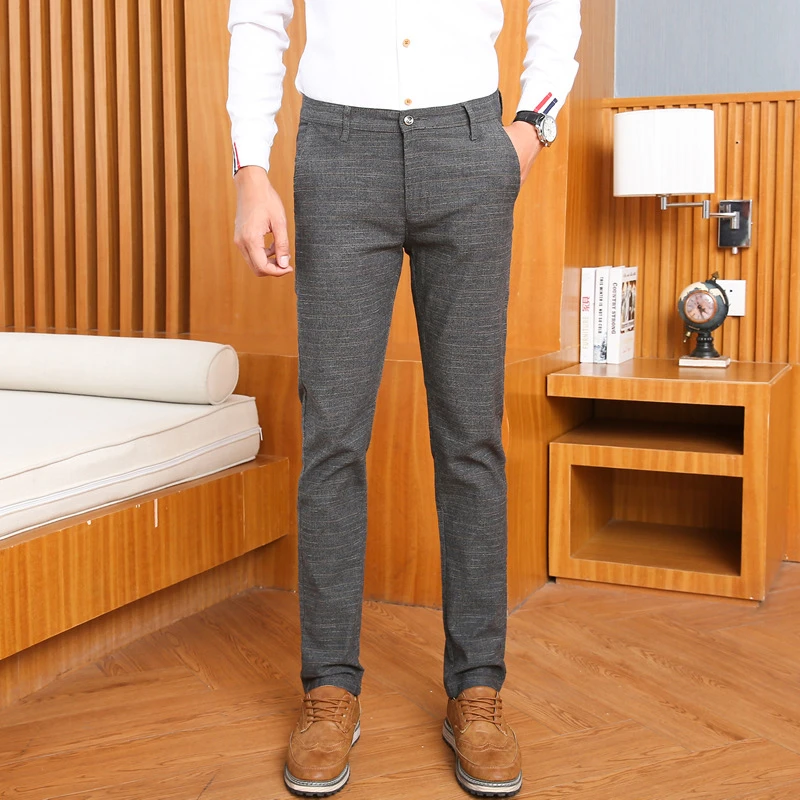 Размер 28-38 Новые мужские модные повседневные штаны для стройных Fit стрейч хлопок Длинные мужские прямые брюки формальные рабочие брюки высокого качества