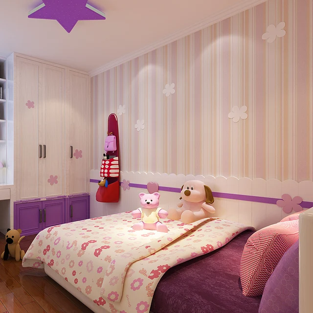 Vertical Stripes Flocking Non Woven Wallpapers Child Wallpaper Vertical Stripes Flocking Non Woven Wallpapers Child Wallpaper Children S Bedroom Pink Room For And
