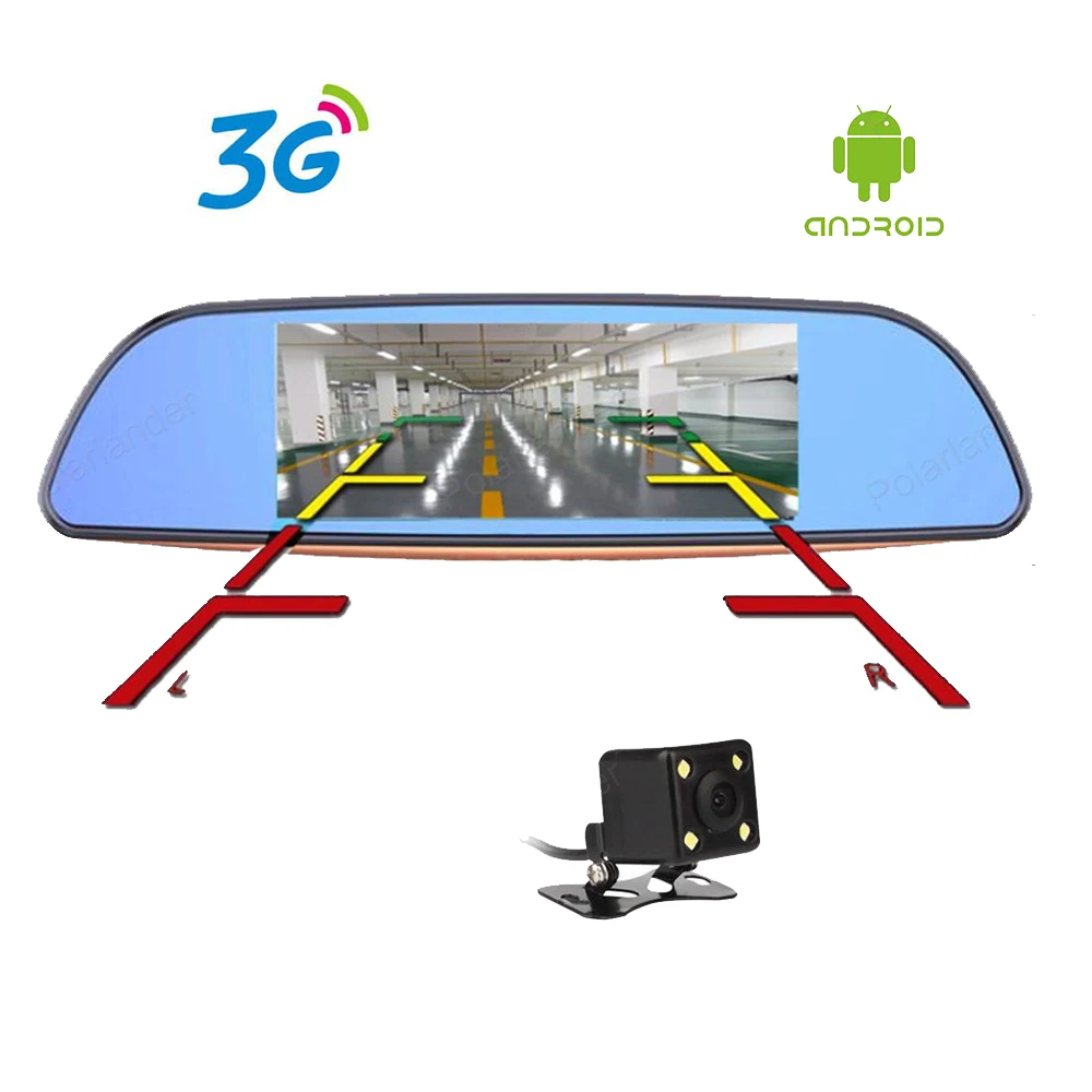 7 дюймов Android 5,0 Автомобильный видеорегистратор 3g Full HD 1080 P Bluetooth gps wifi FM 16 Гб двойной объектив камера зеркало заднего вида видео рекордер