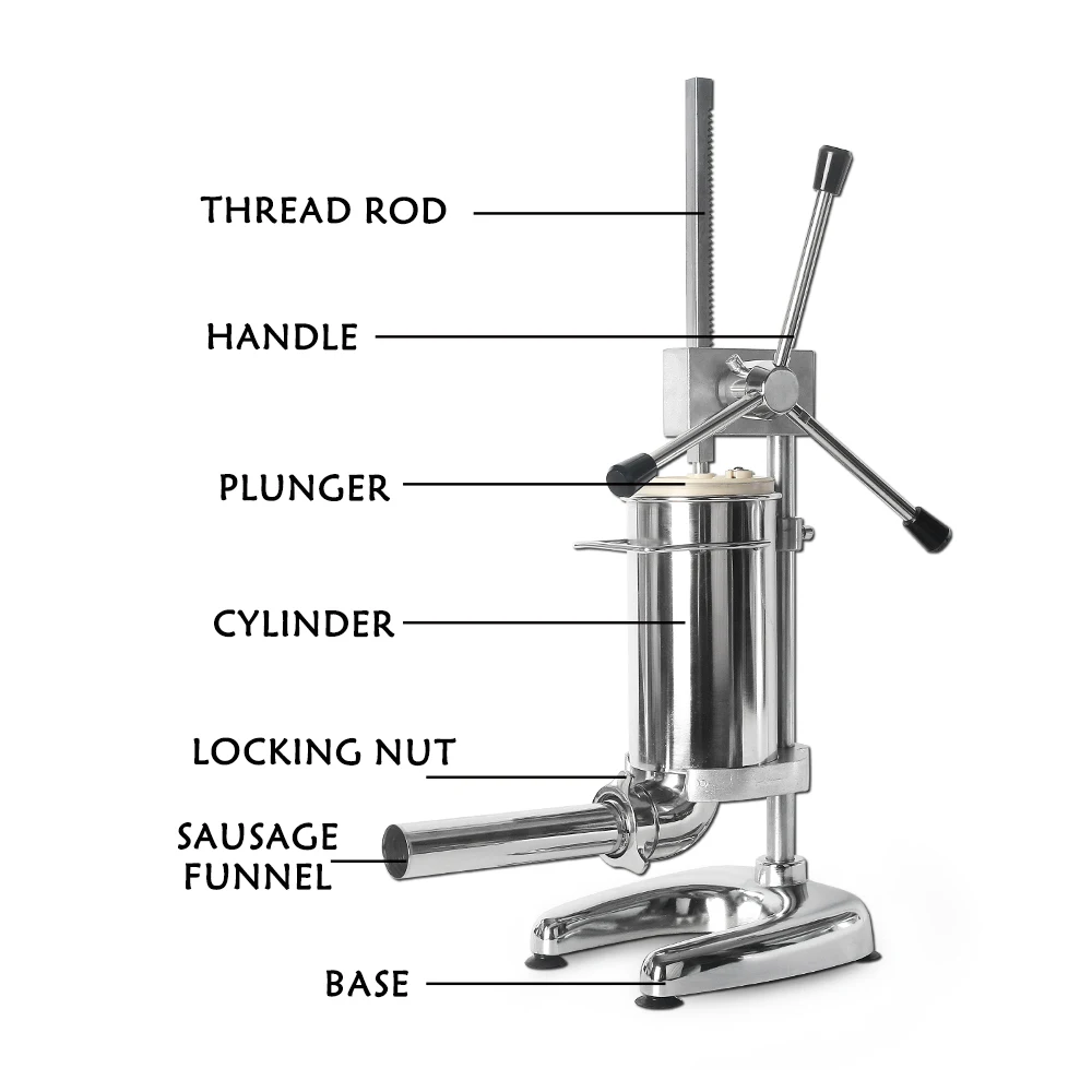 Руководство колбасные шприцы пищевая колбаса машина для наполнения Вертикальная Колбаса Наполнители из нержавеющей стали кухонные комбайны с 4 воронкой