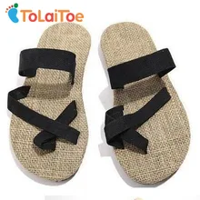 ToLaiToe 2017 Brand New Unisex Couples Soled shoes straw flax linen men Women beach slipper herringbone toe sandals home slipper