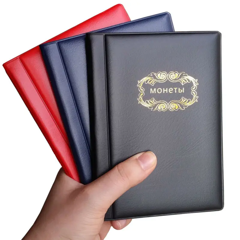 

Russian Coin Album 10 Pages 120 Pockets Coin Collection Book Coin Holder Mini Hand Size Album Book Black Navy Blue Red 3 Color