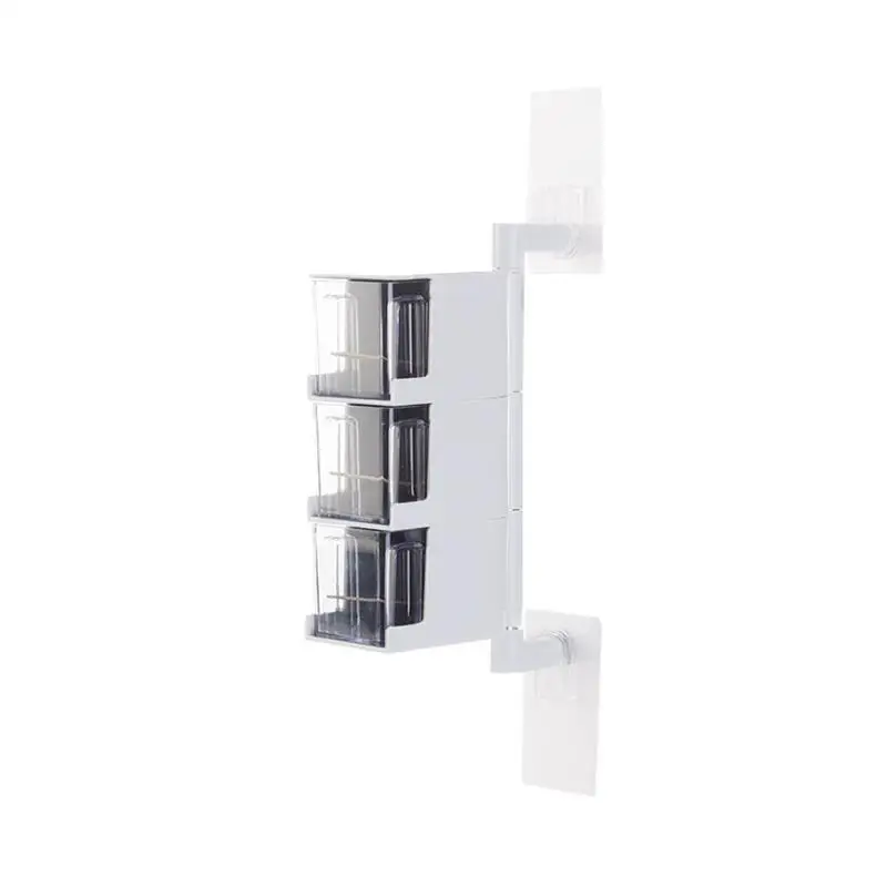 OUNONA, настенный стеллаж для хранения специй, 3 уровня, вращающийся на 360 градусов, коробка для хранения приправ, контейнеры для приправ, кухонная настенная стойка для хранения - Цвет: White