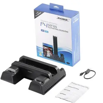 

New USB Hub Vertical Stand for PS4/PS4 Pro with Cooling Fan and Dual Controllers Charging Station d25