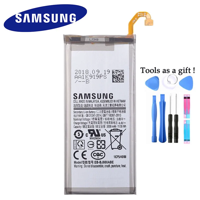 

Samsung Original Battery for Samsung Galaxy A6 (2018) SM-A600 A600F J6 J600F J800 EB-BJ800ABE 3000mAh Replacement Battery