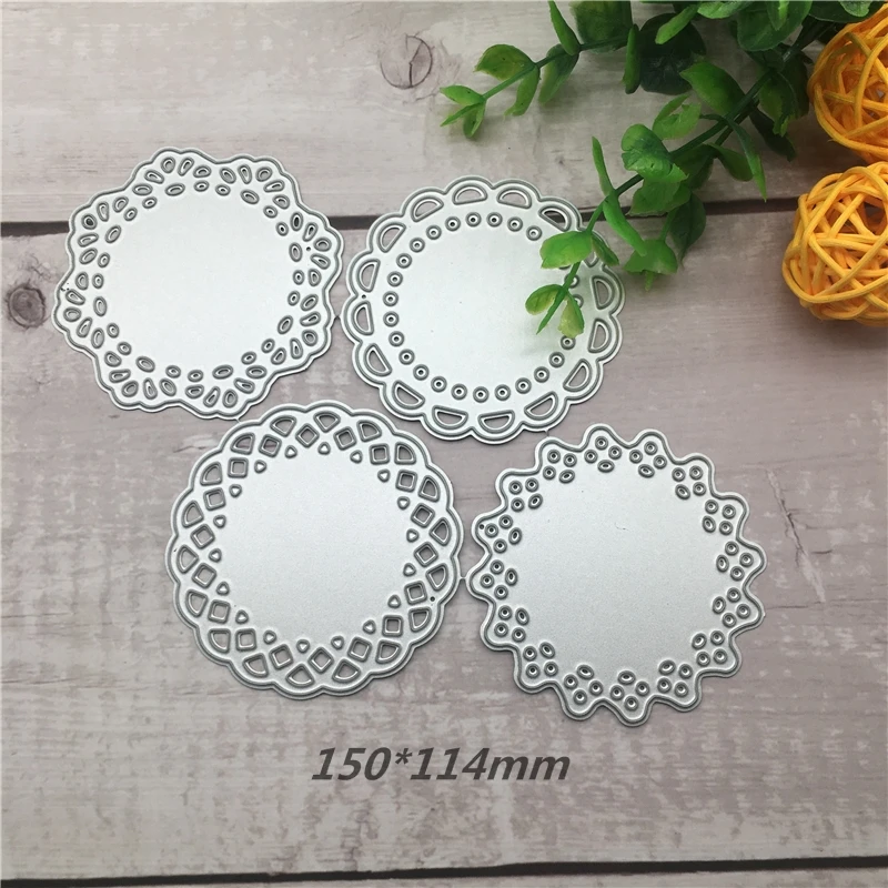 

4pcs mini snow doily lace circle Cutting Dies Stencil for DIY Scrapbooking Photo Album Embossing Paper Cards Decorative 150*114