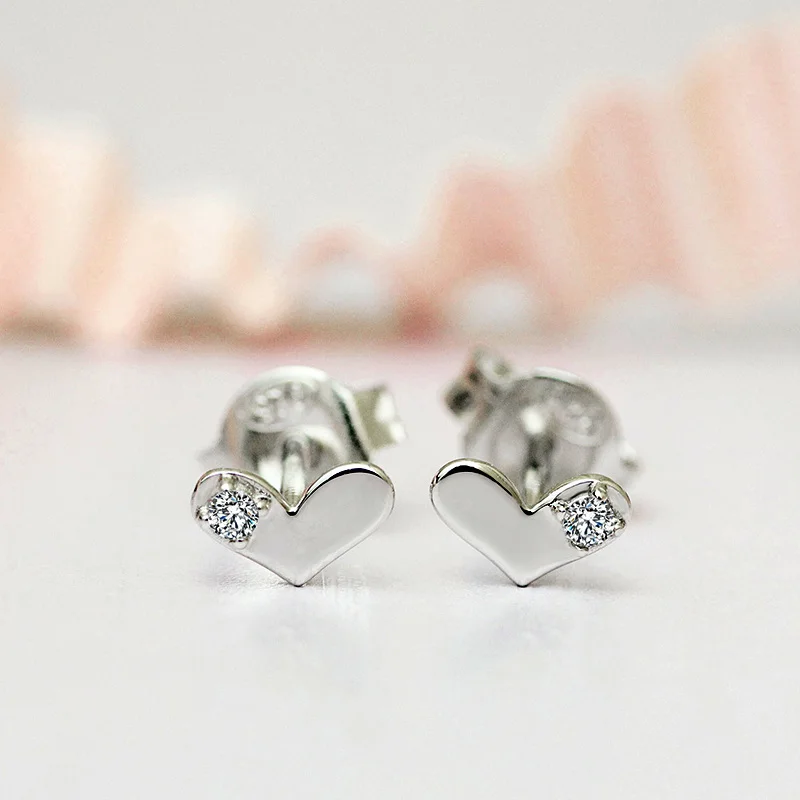 Double R Real Diamond Earrings Women 0 03ct Si1 925 Sterling Silver Double R Real Diamond Earrings Women 0 03ct Si1 925 Sterling Silver Heart Stud Clic Wedding Fine Jewelry Cae01830sa In From
