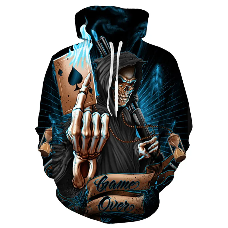 

Headbook Skull Sweatshirts Hoody Men/Women 3d Sweatshirts Print Spades A Skull Hooded Hoodies Pullovers Tops QLD01