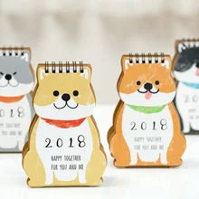 Year 2018 Cartoon Dog Mini Desktop Paper Calendar Dual Daily Scheduler Standing Table Planner Yearly Agenda