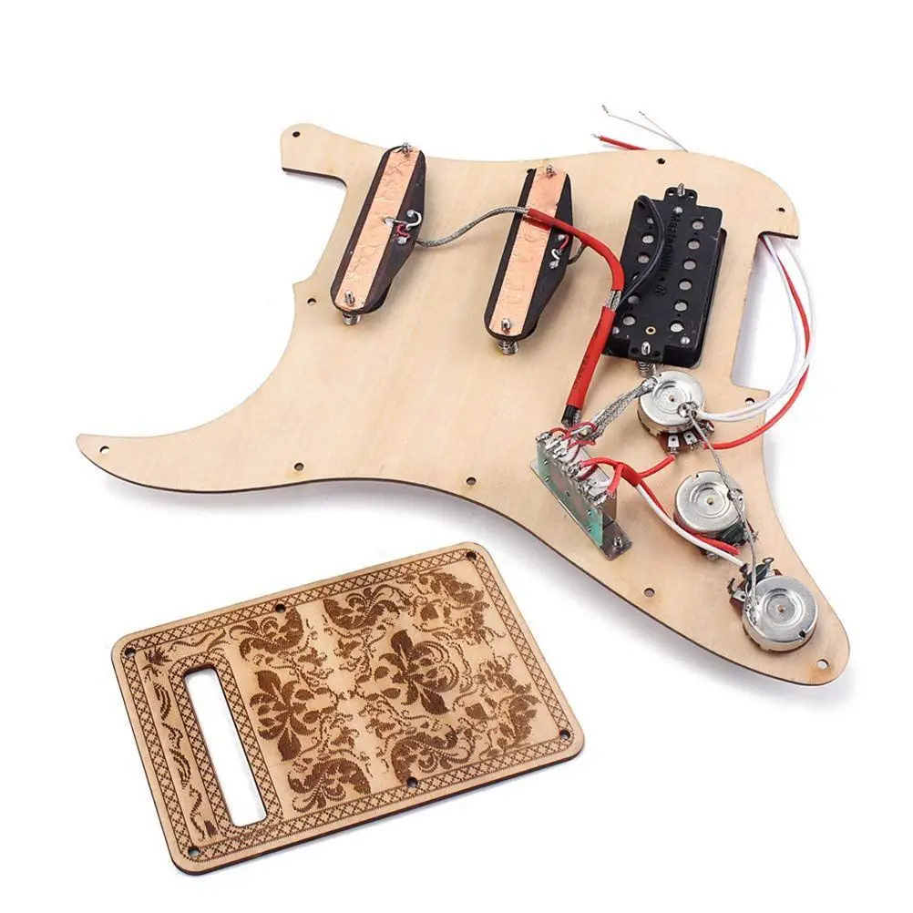 SSH Prewired Loaded Pickguard Set Alnico V Humbucker Pickup Maple деревянная накладка на заднюю панель