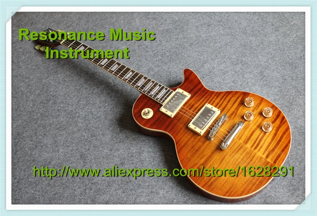 Best price at $316 Cheap One Piece Body & Neck Guitar LP Standard Highly Figured Flame Grains China Factory