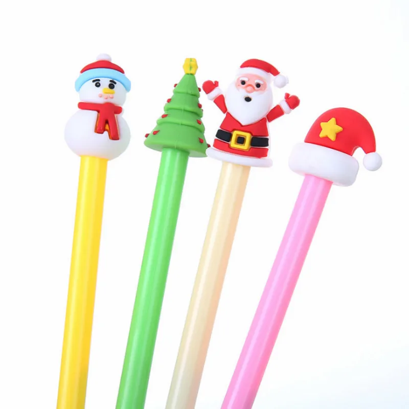 

4 Pcs/set Kawaii Merry Christmas Tree Snowman Santa Claus Hat Gel Pens Signature Pens Stationery Writing Pens Christmas Gifts