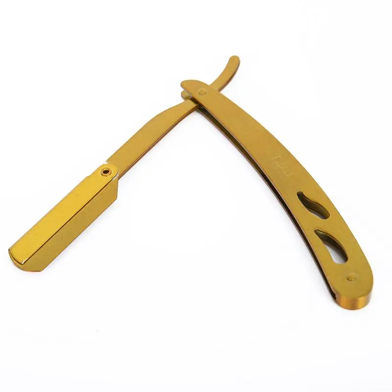 1pc High Quality Pro Stainless Steel Straight Razor Durable Folding Edge Barber Razor Gold Shaving Shaver