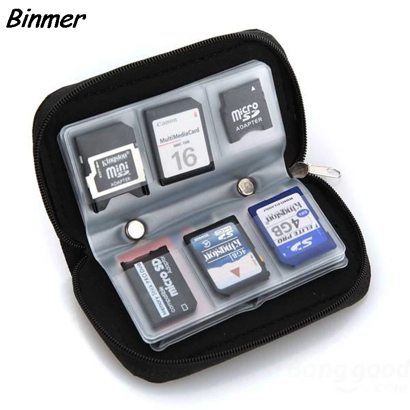 Micro SD MMC CF Memory Card Carrying Case Bag Holder 20 Slots Black