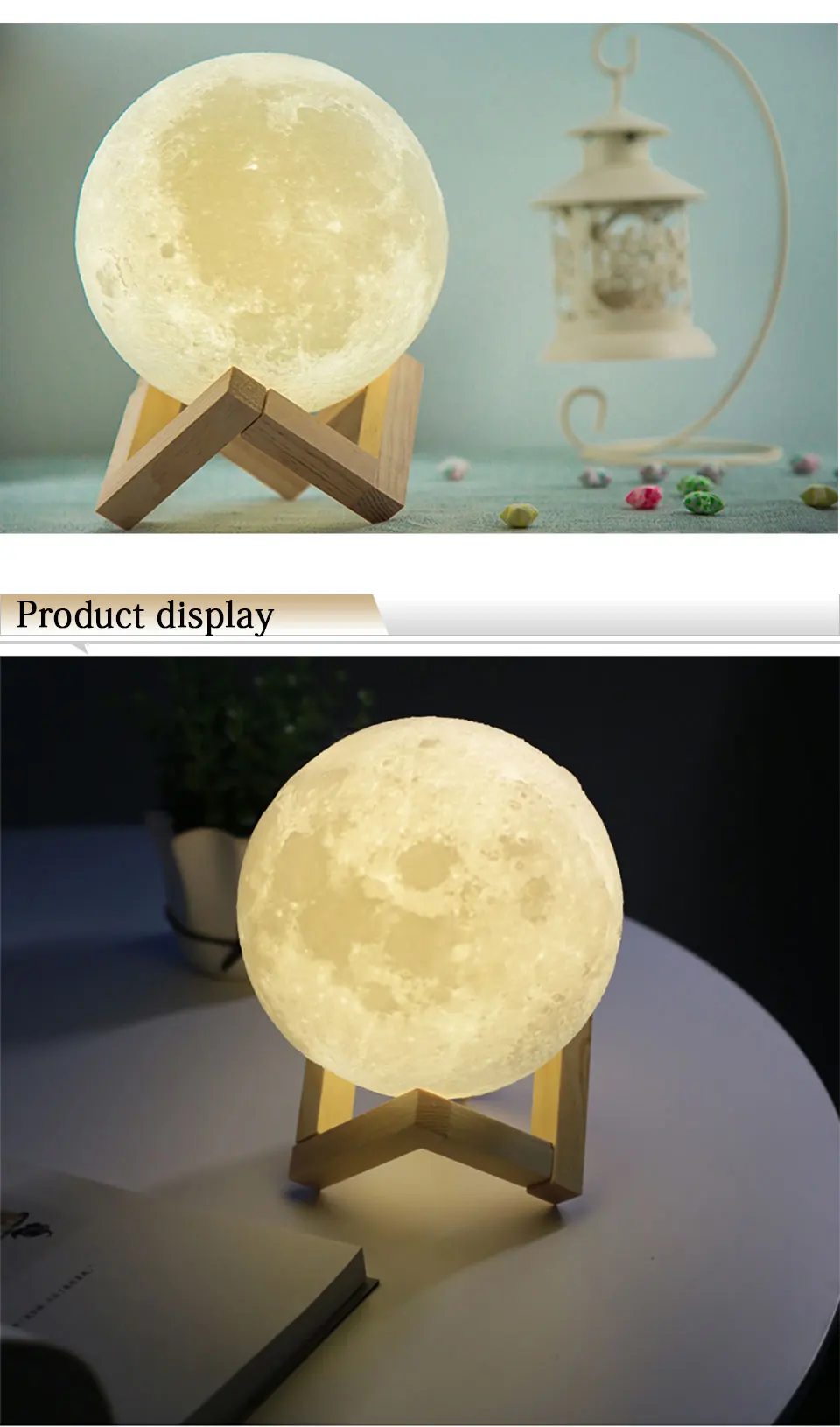 Moon Lamp 8 15 18 20cm Rechargeable 3D Print Moon Lamp 2 Color Change Touch 3D Moon Light Lamp USB Led Night Lights_06