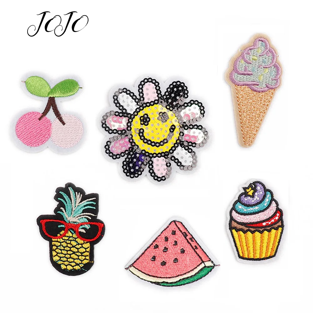 

JOJO BOWS Cloth Sequin Patches Fruit Ice Cream Sun Accessories For Apparel Sewing Patchwork Handmade Craft Materials Dress Decor