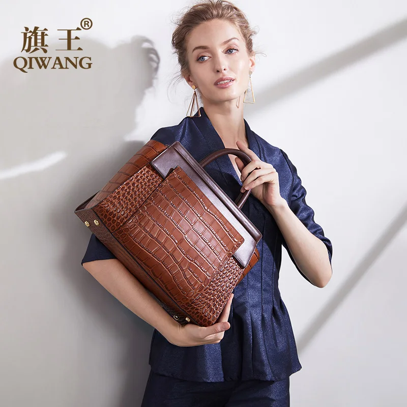  Sacs à main en cuir de vache marron de luxe femmes fourre-tout Qiwang marque sacs à main en cuir de