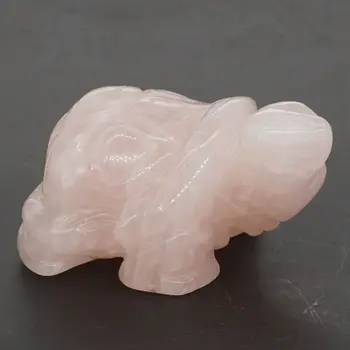

Turtle Tortoise Figurine 2" Natural Gemstone Rose Quartz Crystal Carved Statue Crafts Home Decor