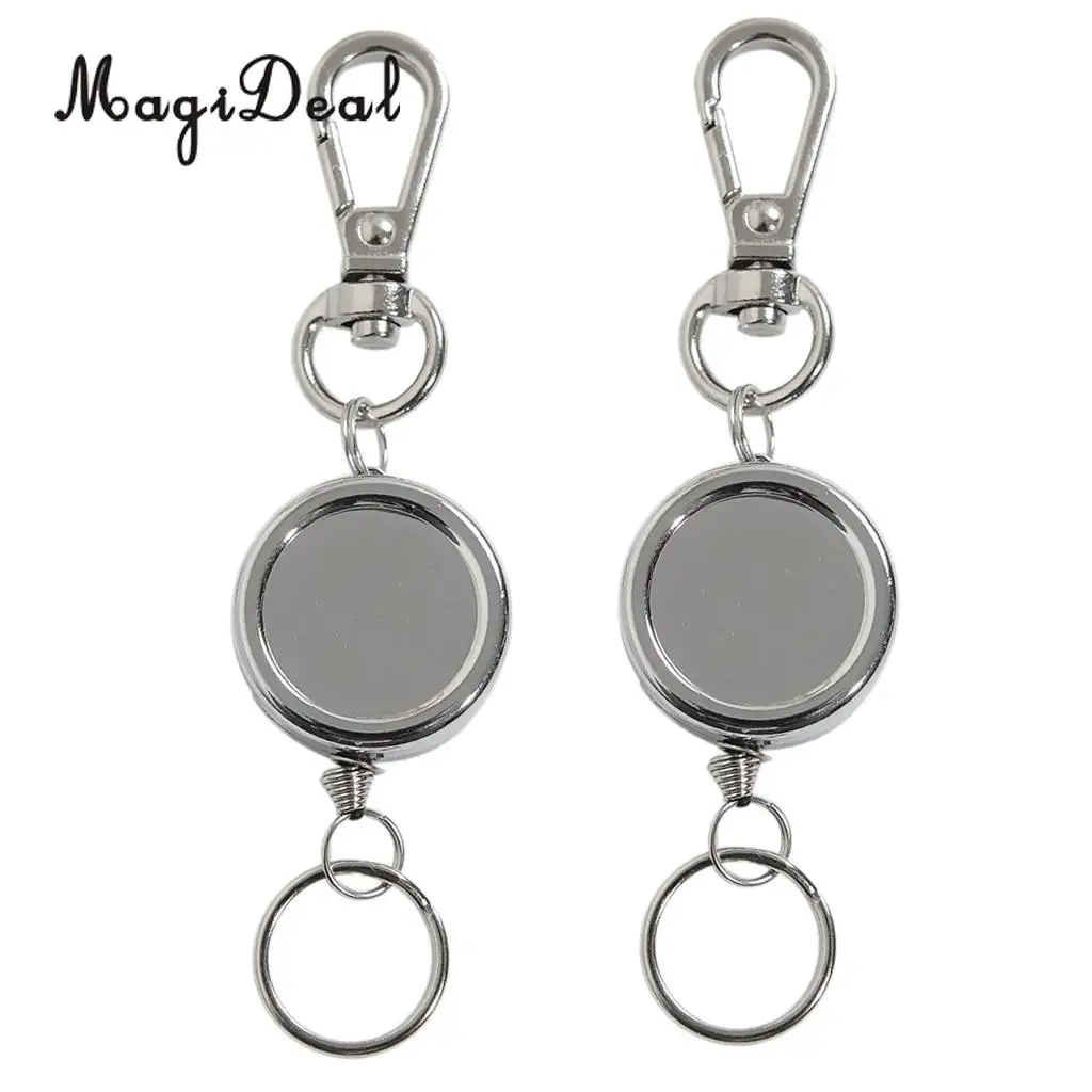 2pcs Retractable Keyring Key Chain ID Badge Holder Extendable Rope Key Ring for Backpacking Fishing Travel