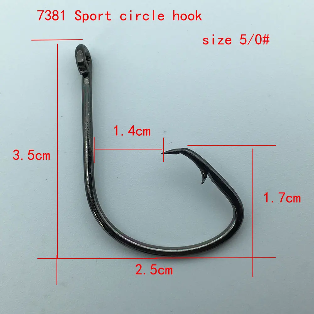 50pc 7381 Fishing Hooks Black Color Octopus/Circle Sport Circle Fish Hook  Jig Big 1# 1/0# 2/0# 3/0# 4/0# 5/0# Size Bass - AliExpress