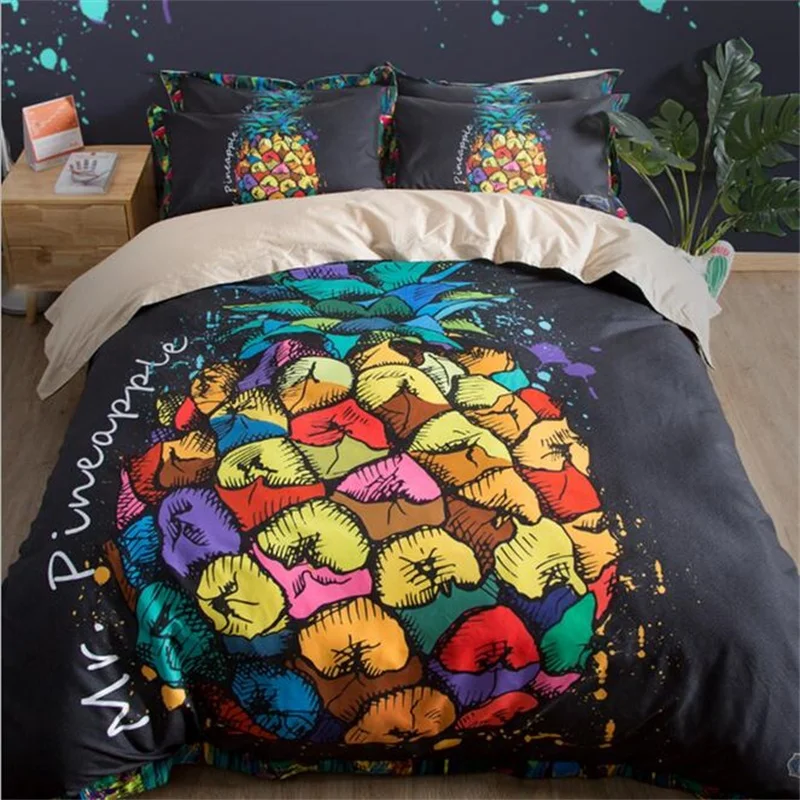 Watercolor Pineapple Bedding Set Twin Queen King Size Duvet Cover