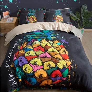 

Watercolor Pineapple Bedding Set Twin Queen King Size Duvet Cover Pillowcase Flat Bed Sheets or Fitted Sheets
