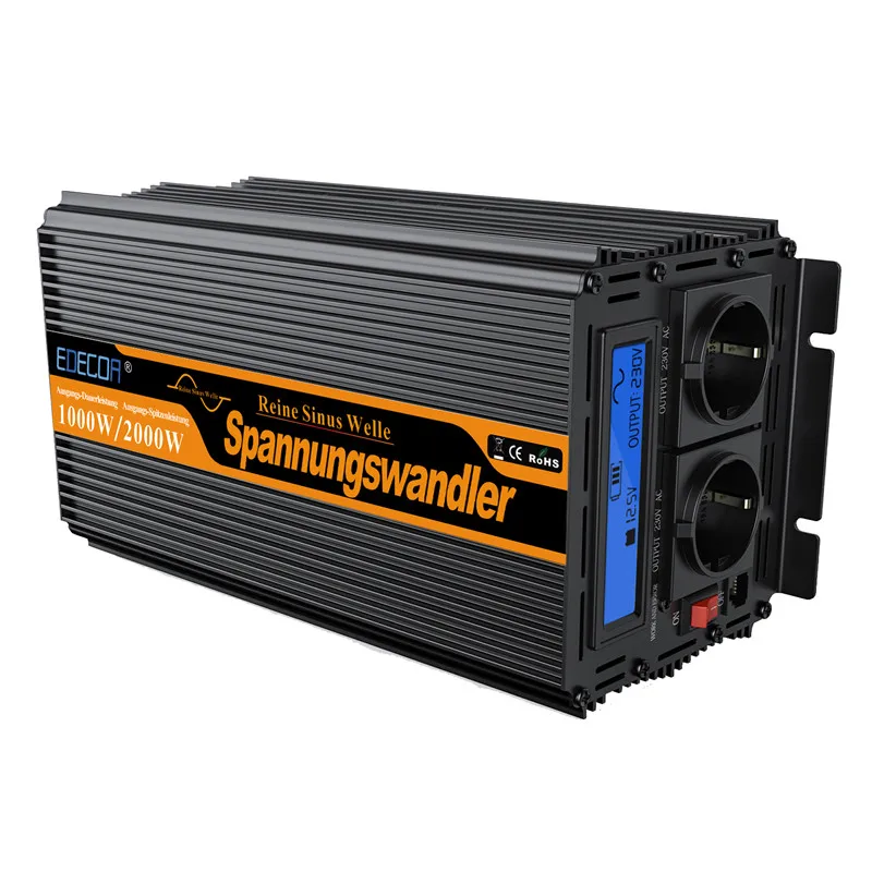 

EDECOA Power Inverter 1500Watt 3000W Peak Pure Sine Wave Solar power Inverter Converter 24V DC to 220V 230V with LCD