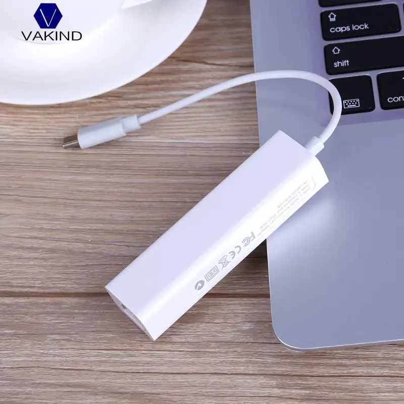 Новый 3 порта USB3.0 концентратор типа C к Ethernet LAN RJ45 кабель адаптер Сетевая карта