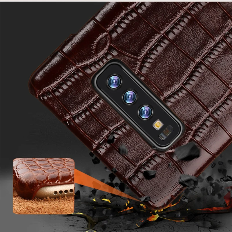 

For Samsung S10 Crocodile pattern Genuine Leather case for Samsung Galaxy s10 plus Luxury phone cases capa shockproof for s10 e