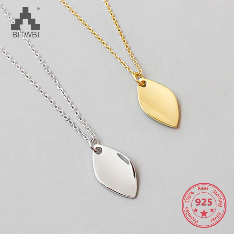 

100% S925 Sterling Silver Rhombus Necklace Geometric Pendant Necklaces Charms Choker Nice Gift