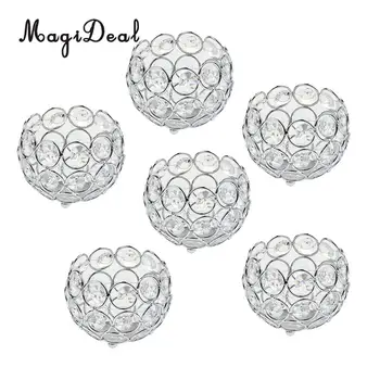 

6pcs Crystal Tealight Candle Lantern Holders Candlesticks Wedding Xmas Party Dinner Table Centerpieces