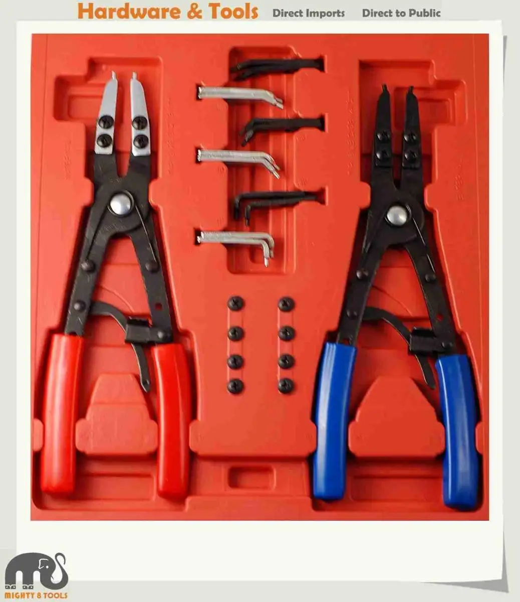 

10.5" Spring Ratchet Locking Snap Ring Retaining Circlip Pliers Exchangeable Tips