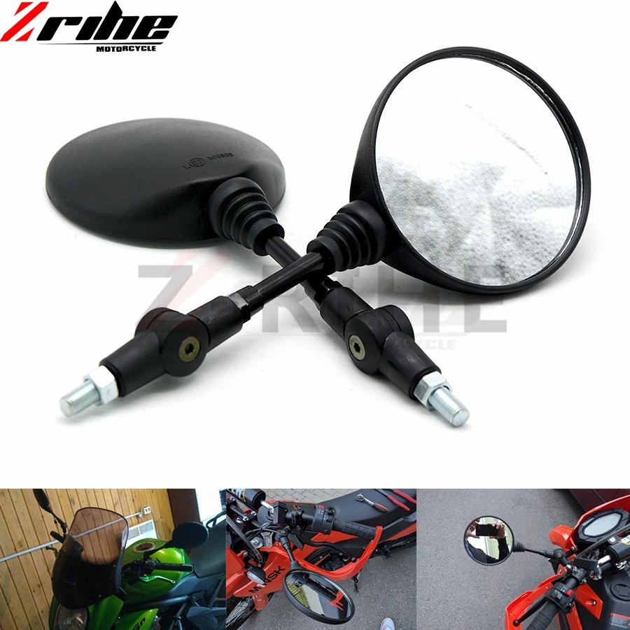universal black universal folding motorbike side mirrors moto rearview