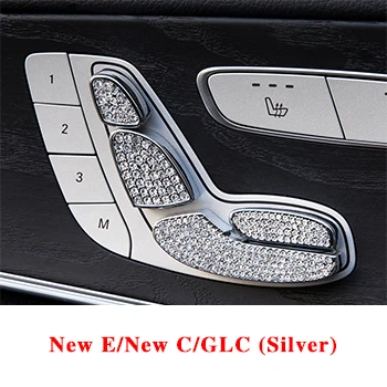 Хрустальные кнопки регулировки сиденья Крышка для W205 W213 Mercedes Benz C E класса GLC- высококачественный регулятор сидения рамка отделка - Название цвета: Sliver 8 pcs