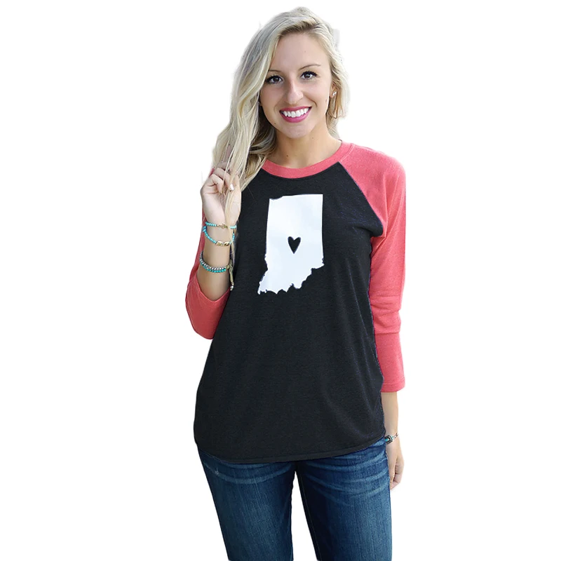 Hot Sale Women Long Sleeve T shirt Basic Tops Autumn Collection Contrast Color Patchwork Loose | Женская одежда