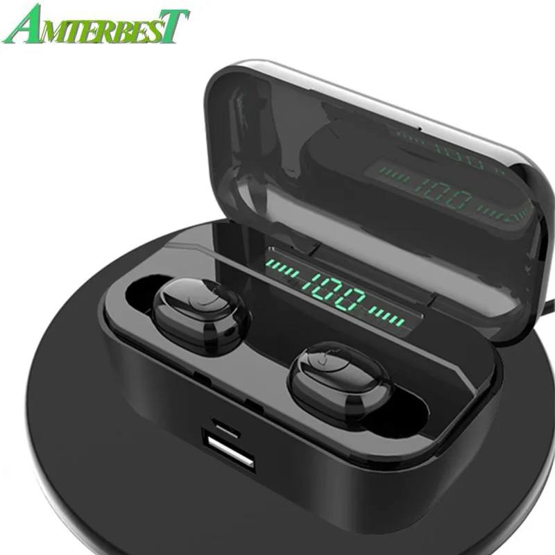 AMTERBEST G6S TWS, беспроводные наушники Bluetooth 5,0, стерео наушники, Hi-Fi гарнитура, светодиодный, с цифровым дисплеем, Беспроводная зарядка QI