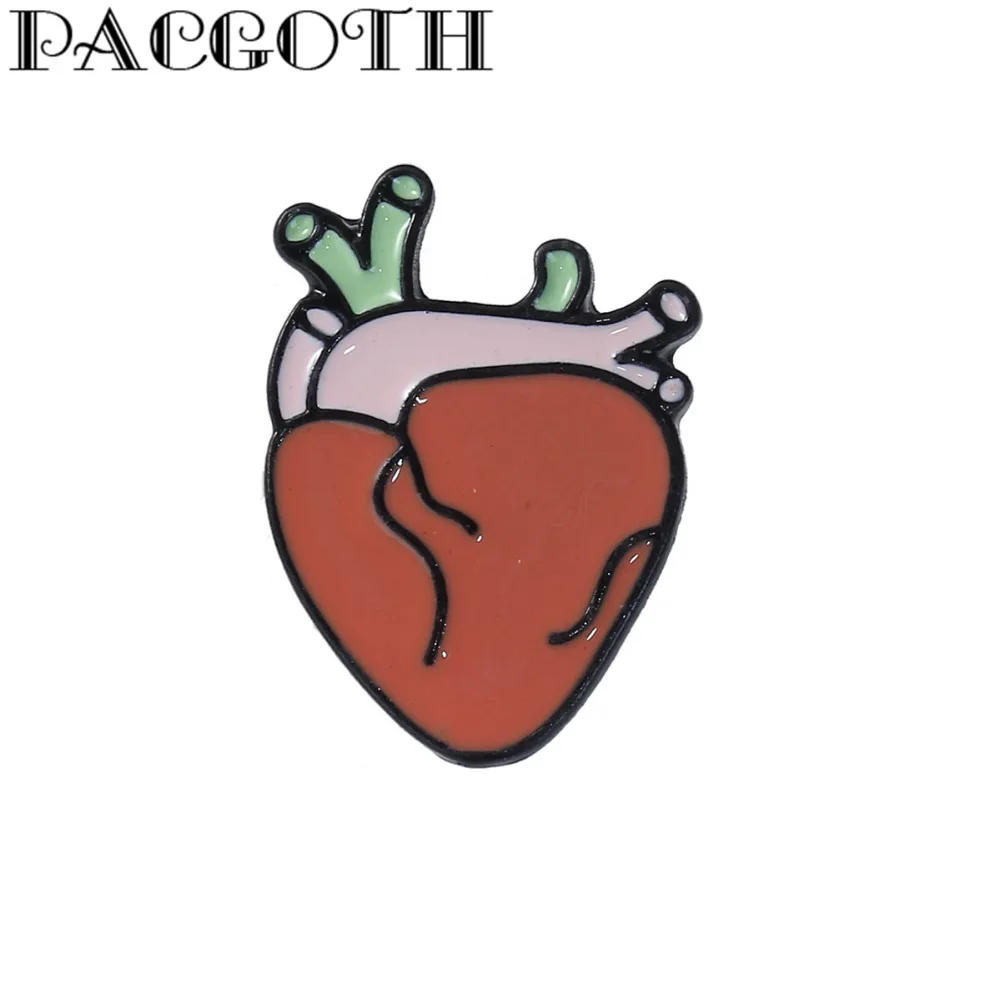 

PACGOTH Bag Accessory Pin Brooches Badge Human Anatomical Heart Multicolor Enamel For Woman Bags 25mm x 18mm 1 Piece