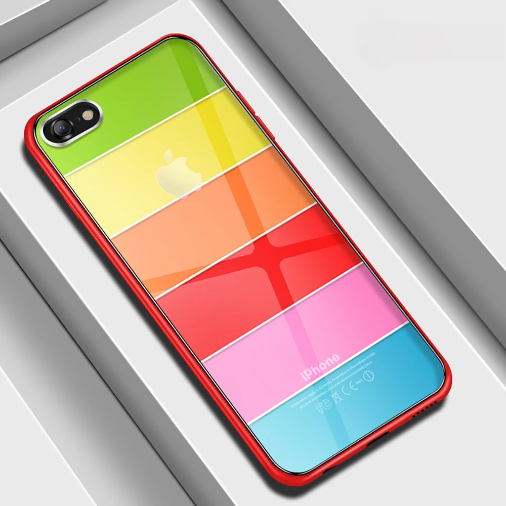 NYFundas For iphone 8Plus 7 6 6S Plus X Clear Tempered Glass Rainbow Shockproof Bumper All-inclusive Protection Conque Accessory (7)