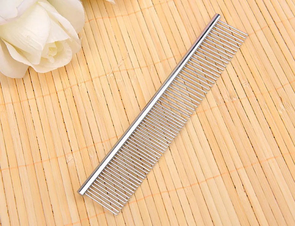 Silver Stainless Steel Pet Hair Comb for cats dog Brush hair Remover cat Comb, Durable Cat Grooming Tool For Long Hair Dogs Cats (9)