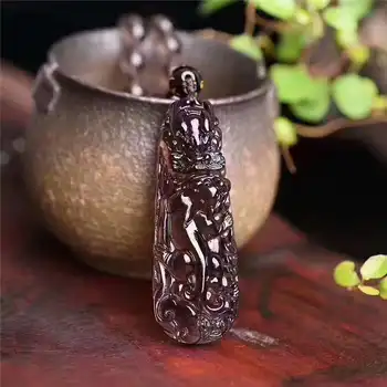 

Drop Shipping Man ice variety rainbow eye obsidian dragon head dance pendant The mancai long necklace