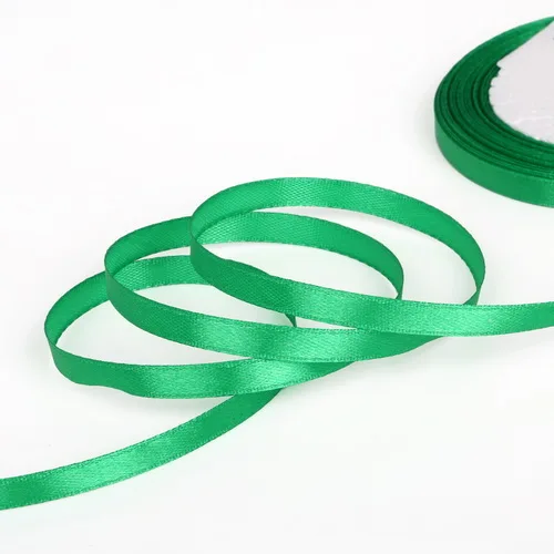 25 ярдов 7 мм ширина атласная лента для рукоделия лук Ремесло Декор Свадебный фестиваль вечерние украшения подарочная упаковка принадлежности для скрапбукинга - Цвет: Green